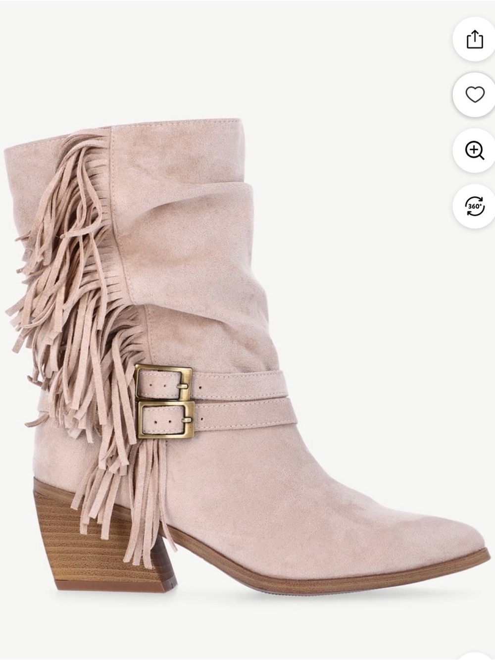 Fringed Boots in Tan with Buckle Straps
